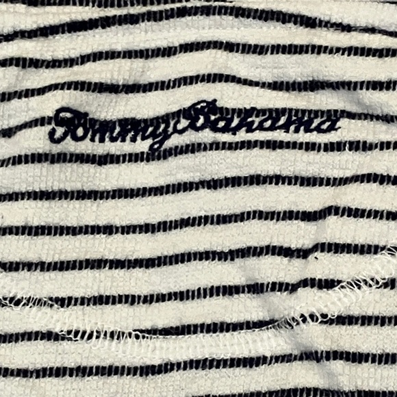Tommy Bahama women’s small terry cloth white  Hoodie with blue stripes - Picture 10 of 12